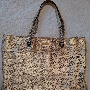 Rare Kate Spade Gold Leather Cutout Flower Tote 🌼